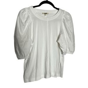 Madewell White Puff Sleeve Tee Blouse Shirt Size Small